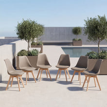Silla Fyn, Taupe, Diseño Minimalista Con Espaldar, Cojín y Patas De Madera X6
