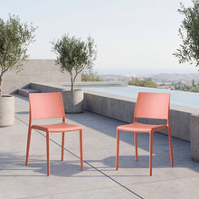 Silla Toledo, Color Terracota, Con espaldar liso y cuadrado, diseño moderno X2