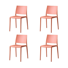 Silla Toledo, Color Terracota, Con espaldar liso y cuadrado, diseño moderno X4
