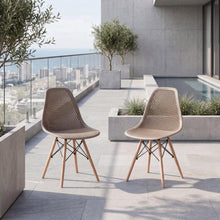Silla Aira, Color Taupe, Con espaldar y patas en Madera X2
