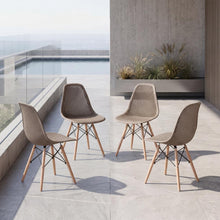 Silla Aira, Color Taupe, Con espaldar y patas en Madera X4