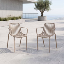 Silla Parma, Taupe, Con espaldar en rayas y diseño minimalista X2