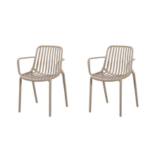 Silla Parma, Taupe, Con espaldar en rayas y diseño minimalista X2