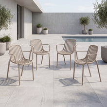Silla Parma, Taupe, Con espaldar en rayas y diseño minimalista X4