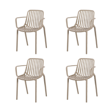 Silla Parma, Taupe, Con espaldar en rayas y diseño minimalista X4