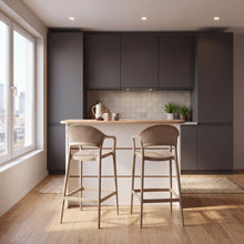 Silla para Bar Curitiva, Taupe, Con espaldar traspirable y diseño Minimalista X2