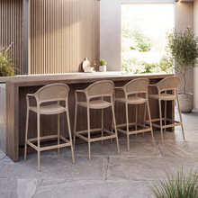 Silla para Bar Curitiva, Taupe, Con espaldar traspirable y diseño Minimalista X4