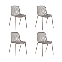 Silla Barcelona, Color Taupe, Con espaldar en lineas diseño moderno X4