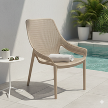 Silla Lounge Ibiza, Taupe, con espaldar y reposa brazos X2