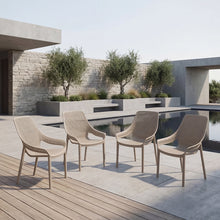 Silla Lounge Ibiza, Taupe, con espaldar y reposa brazos X4