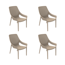 Silla Lounge Ibiza, Taupe, con espaldar y reposa brazos X4
