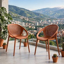 Set de 2 Sillas Selva con Brazos, Color Terracota, con Espaldar