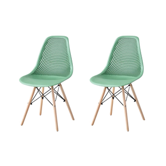 Silla Marcus, Color Verde Oliva, Con espaldar y patas en Madera X2