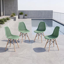Silla Aira, Color Verde Oliva, Con espaldar y patas en Madera X4