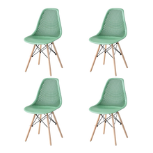 Silla Marcus, Color Verde Oliva, Con espaldar y patas en Madera X4
