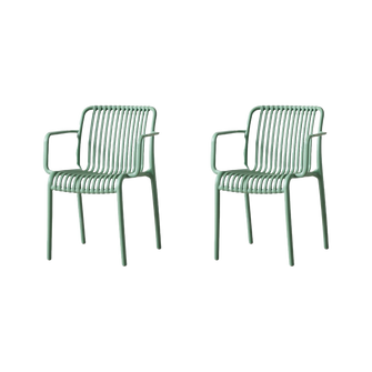 Silla Terra con Brazos, Color Verde Olivo, Con espaldar X2