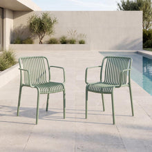 Silla Terra con Brazos, Color Verde Olivo, Con espaldar X2