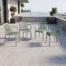 Silla Terra con Brazos, Color Verde Olivo, Con espaldar X4