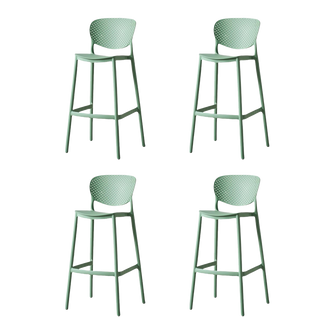 Butaco para Barra Rio, Color Verde Olivo, Diseño Moderno X4
