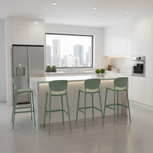 Butaco para Barra Rio, Color Verde Olivo, Diseño Moderno X4