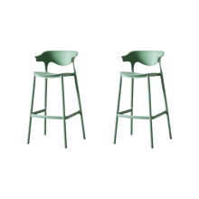 Butaco para Barra Elena, Color Verde Oliva, Diseño Moderno X2