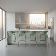 Silla para Bar Elena, Color Verde Oliva, Diseño Moderno X2