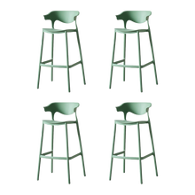 Butaco para Barra Elena, Color Verde Oliva, Diseño Moderno X4