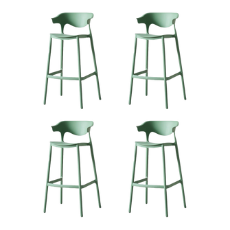 Butaco para Barra Elena, Color Verde Oliva, Diseño Moderno X4