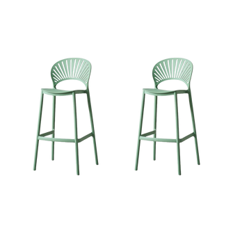 Butaco para Barra Paraiso, Color Verde Olivo, Diseño Moderno X2