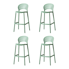 Butaco para Barra Paraiso, Color Verde Olivo, Diseño Moderno X4