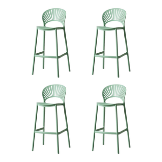 Butaco para Barra Paraiso, Color Verde Olivo, Diseño Moderno X4