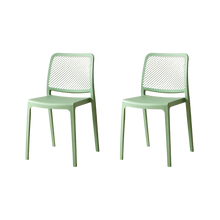 Silla Manhattan, Verde, Con espaldar en rejilla y diseño minimalista x2