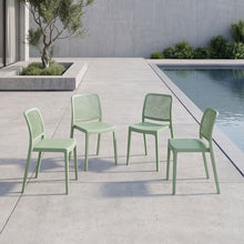 Silla Manhattan, Verde, Con espaldar en rejilla y diseño minimalista x4