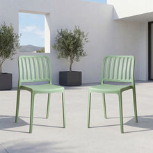 Silla Brooklyn, Verde, Con espaldar en rayas y diseño minimalista X2