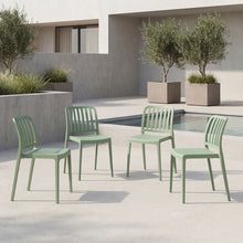 Silla Brooklyn, Verde, Con espaldar en rayas y diseño minimalista X4