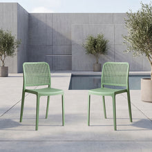 Silla Bronx, Verde, Con espaldar en cuadrados y diseño minimalista X2