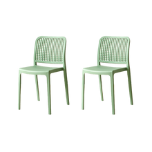 Silla Bronx, Verde, Con espaldar en cuadrados y diseño minimalista X2