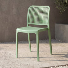 Silla Bronx, Verde, Con espaldar en cuadrados y diseño minimalista