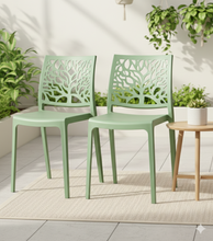 Silla Harlem, Verde, Con espaldar en forma de árbol y diseño minimalista