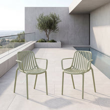 Silla Parma, Verde, Con espaldar en rayas y diseño minimalista X2