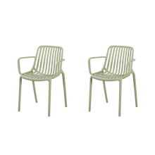 Silla Parma, Verde, Con espaldar en rayas y diseño minimalista X2