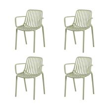 Silla Parma, Verde, Con espaldar en rayas y diseño minimalista X4
