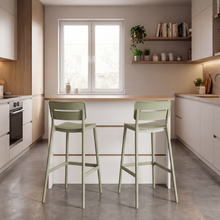 Silla para Bar Manila, Verde, Con espaldar rectangular y diseño moderno X2