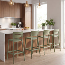 Silla para Bar Manila, Verde, Con espaldar rectangular y diseño moderno X4