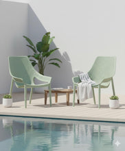 Silla Lounge Ibiza, Verdematcha, con espaldar y reposa brazos X4