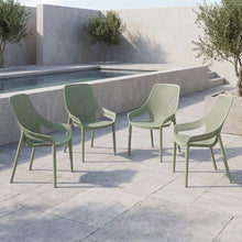 Silla Lounge Ibiza, Verdematcha, con espaldar y reposa brazos X4