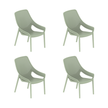 Silla Lounge Ibiza, Verdematcha, con espaldar y reposa brazos X4