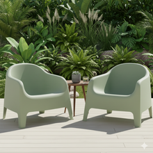 Silla Lounge Sun, Verdematcha, cómoda para terraza o jardín X2