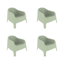 Silla Lounge Sun, Verdematcha, cómoda para terraza o jardín X4