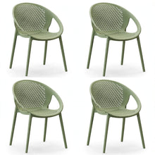 Set de 4 Sillas Selva con Brazos, Color Verde, con Espaldar